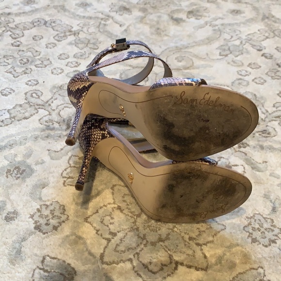 Sam Edelman Taupe Snake Print Sandals - Picture 4 of 6